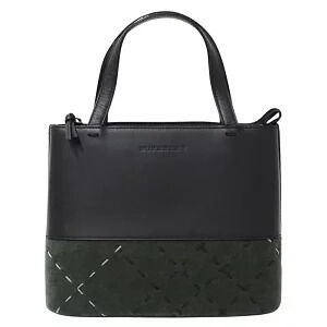 Burberry Bag Handbag Tote Leather Suede Black